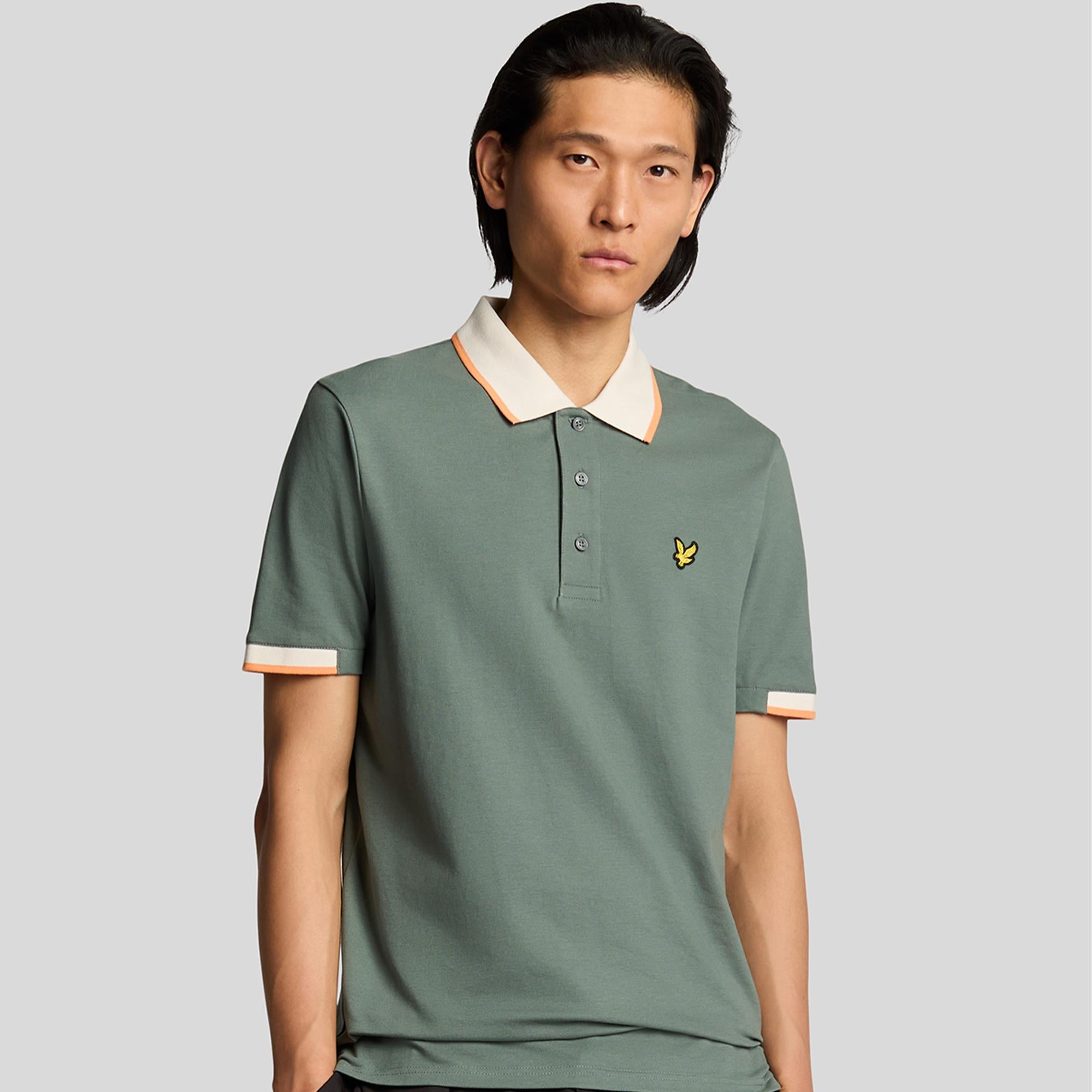 Lyle & Scott Half Tipped Mens Polo Shirt Green Mecurial